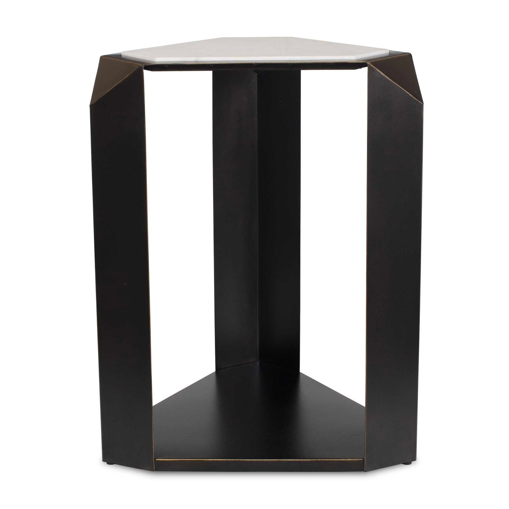 Keenan - Geometric Accent Table - Bronze / White