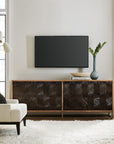 Swirl Door Entertainment Console - Light Brown / Dark Brown