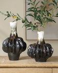 Umbrian - Gourd Vases (Set of 2) - White & Brown