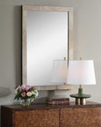 Pave - Rectangular Travertine Mirror - White