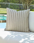 Basket Stripe - Rattan Outdoor Pillow - Brown