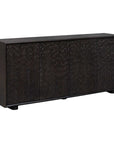 Stevenson - Chiseled 4 Door Cabinet - Black / Brown / Woodtone