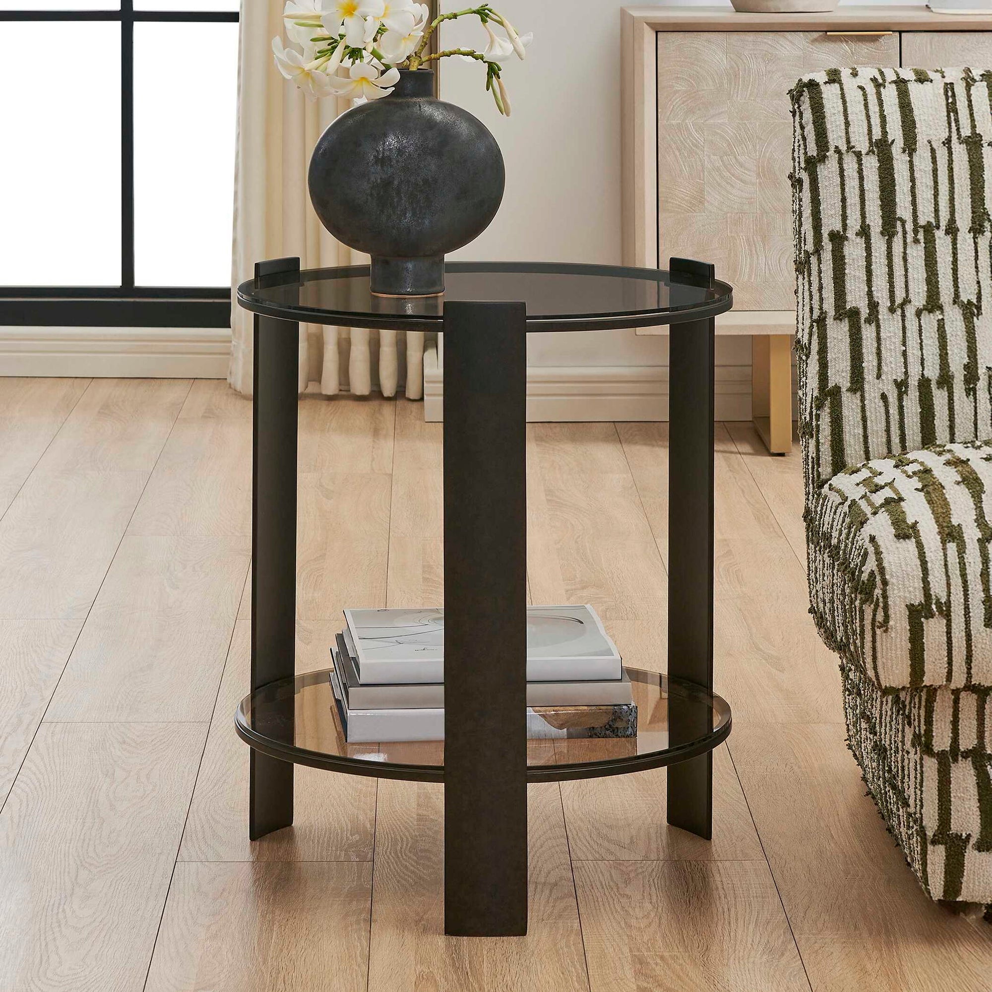Hanson - Side Table - Bronze &amp; Dark Glass