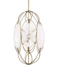 Valencia - 6 Light Glass Panel Pendant - Gold / White