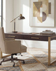 Curata - Short Left / Right / Freestanding Desk - Dark Brown / Gold