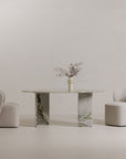Celia - Oval Dining Table - Green / Onyx Marble