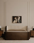 Two Cranes - Framed Painting - White