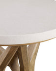 Marnie - Limestone Side Table - White & Light Brown