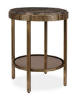 Cusano - Round Dark Marble Accent Table - Brass / Brown
