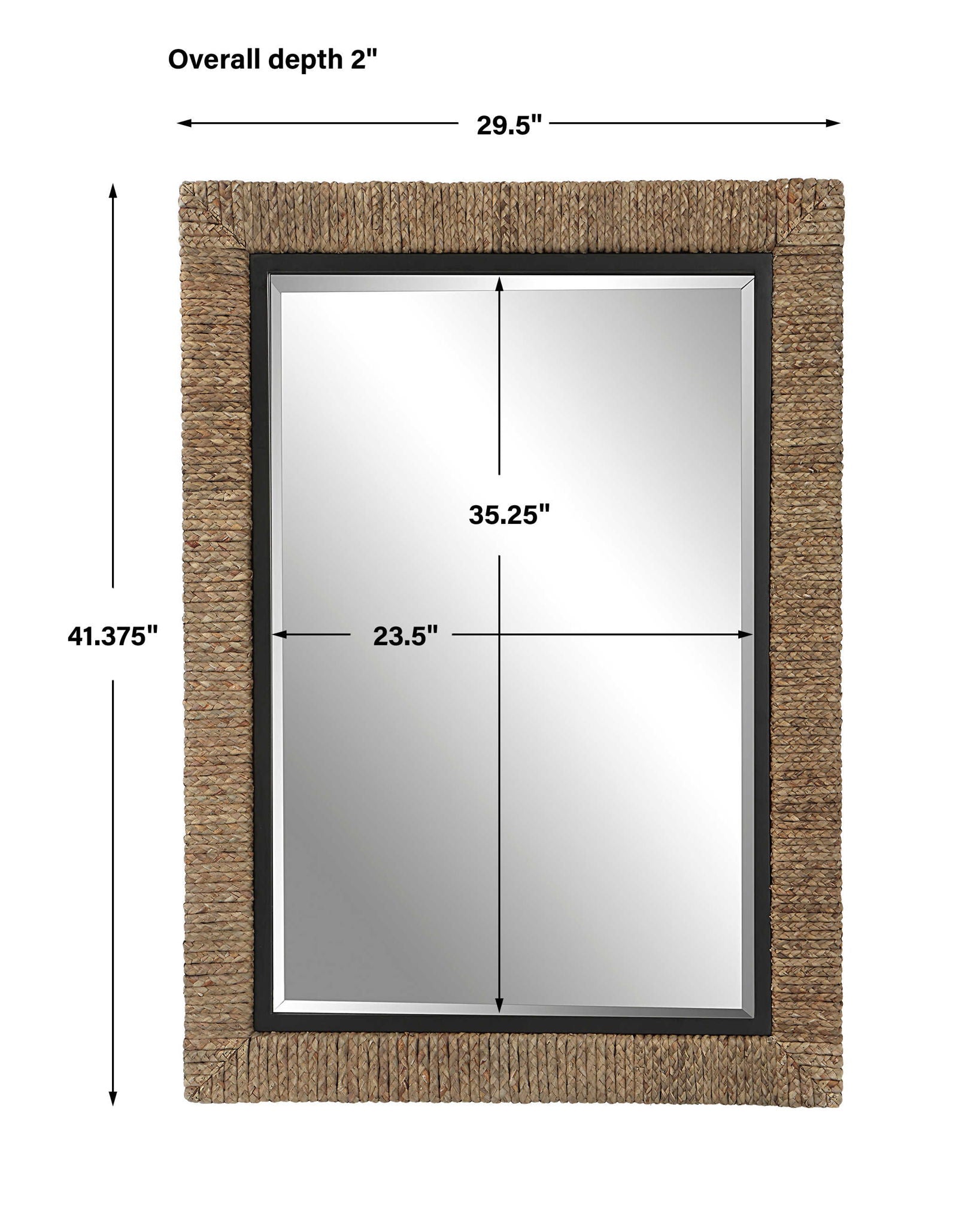 Island - Braided Straw Mirror - Light Brown