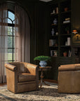 CC - Axton Swivel Leather Club Chair - Dark Brown