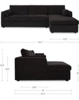 Burrow - Sleeper Sectional With Right Storage Chaise - Black
