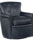 Swivel Club Leather Chair - Blue