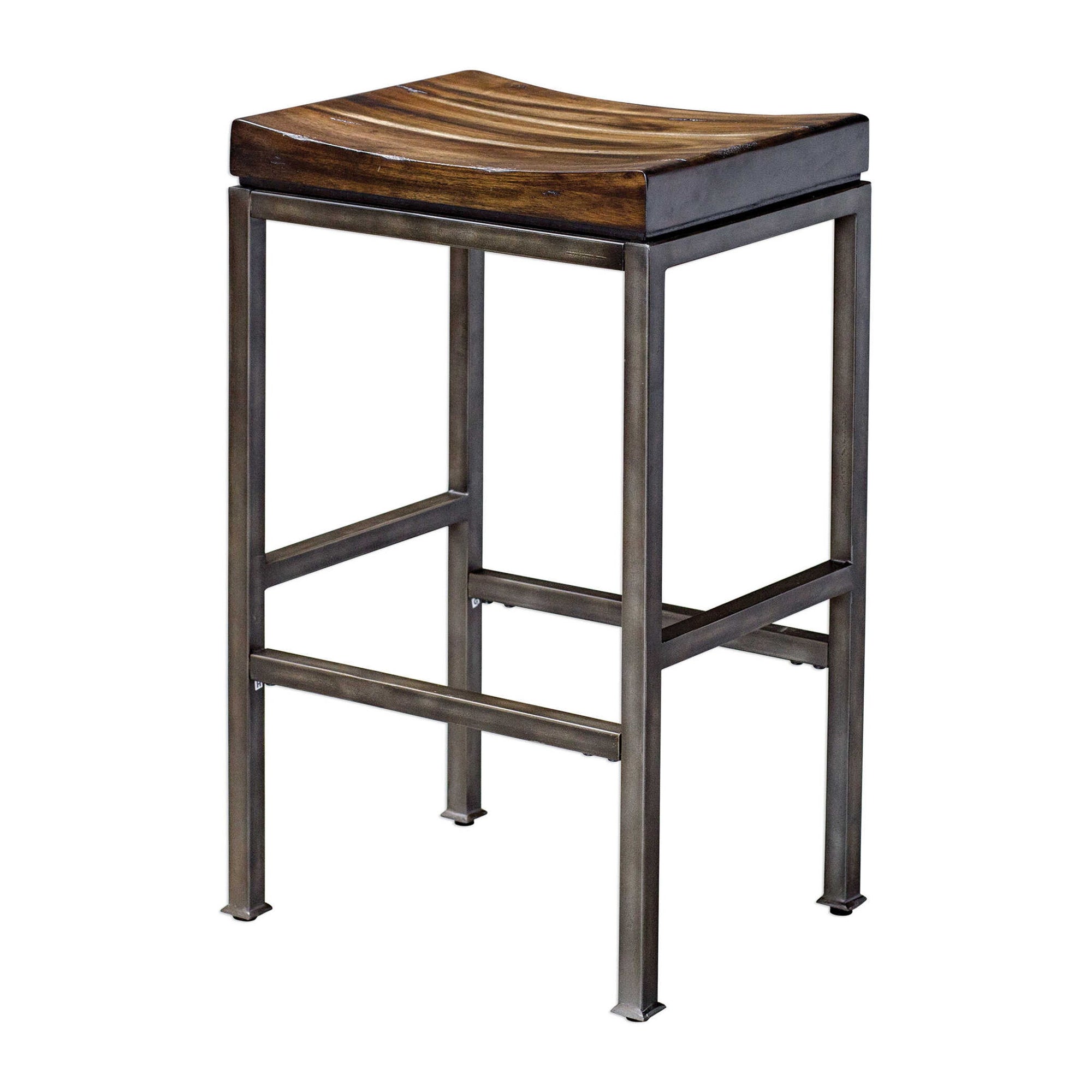 Beck - Industrial Bar Stool - Dark Brown &amp; Black