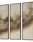 Smoke Break - Hand Painted Modern Art (Set of 3) - Black / Gray / Orange / Woodtone / Yellow