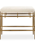 Karleen - Plush Small Brass Bench - White