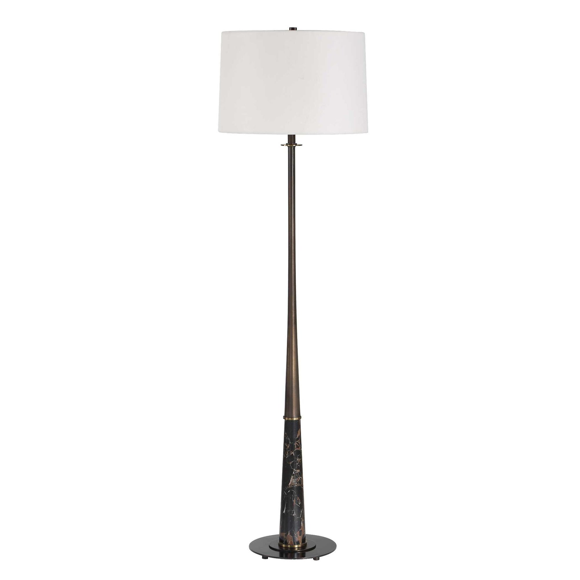Tallarico - Brass &amp; Marble Floor Lamp - Black / Bronze / Brown