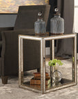Julie - Mirrored End Table - Pearl Silver