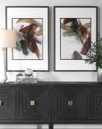 Velocity - Framed Abstract Prints (Set of 2) - Brown / Green / Red / White