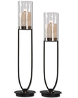 Durga - Iron Work Candleholders (Set of 2) - Black
