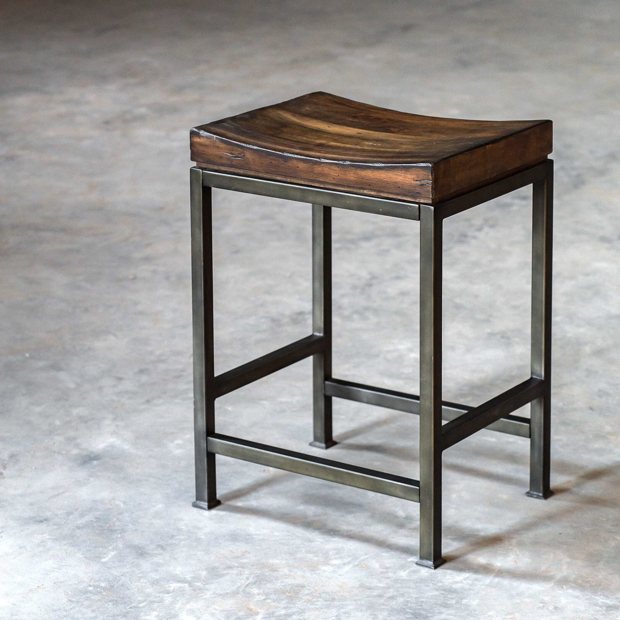 Beck - Wood Counter Stool - Dark Brown &amp; Black