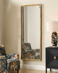 Kampar - Full Length Rattan Tall Mirror - Gold / Woodtone