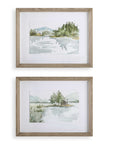 Serene - Lake Framed Prints (Set of 2) - Brown