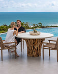 Stonewood - Indoor-Outdoor Dining Table - White / Woodtone