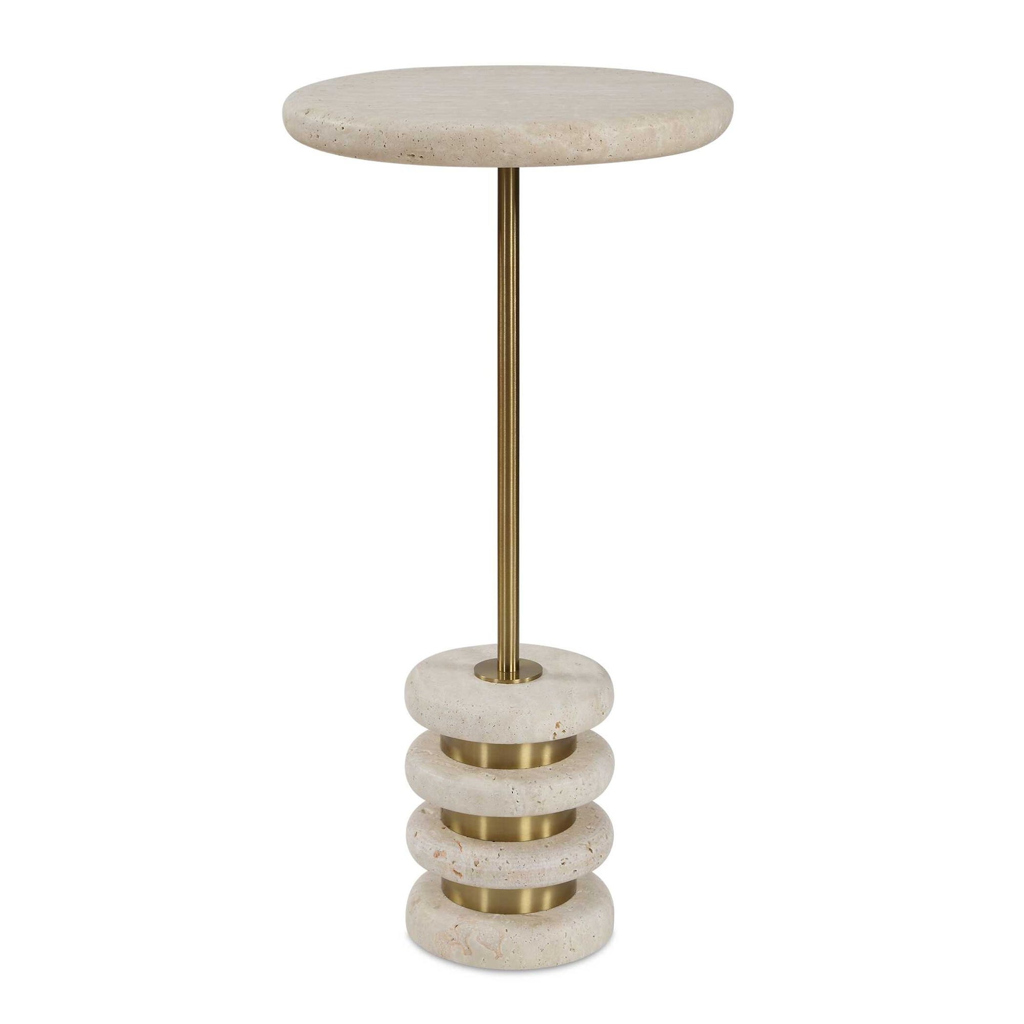 Adames - Travertine Drink Table - Brass / White