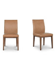 Frankie - Dining Chair Leather (Set of 2) - Tan / Brown