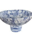 Indigo - Marble Pedestal Bowl - Blue,White