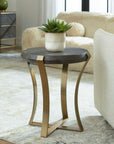 Unite - Brass Leg Wood Side Table - Dark Brown